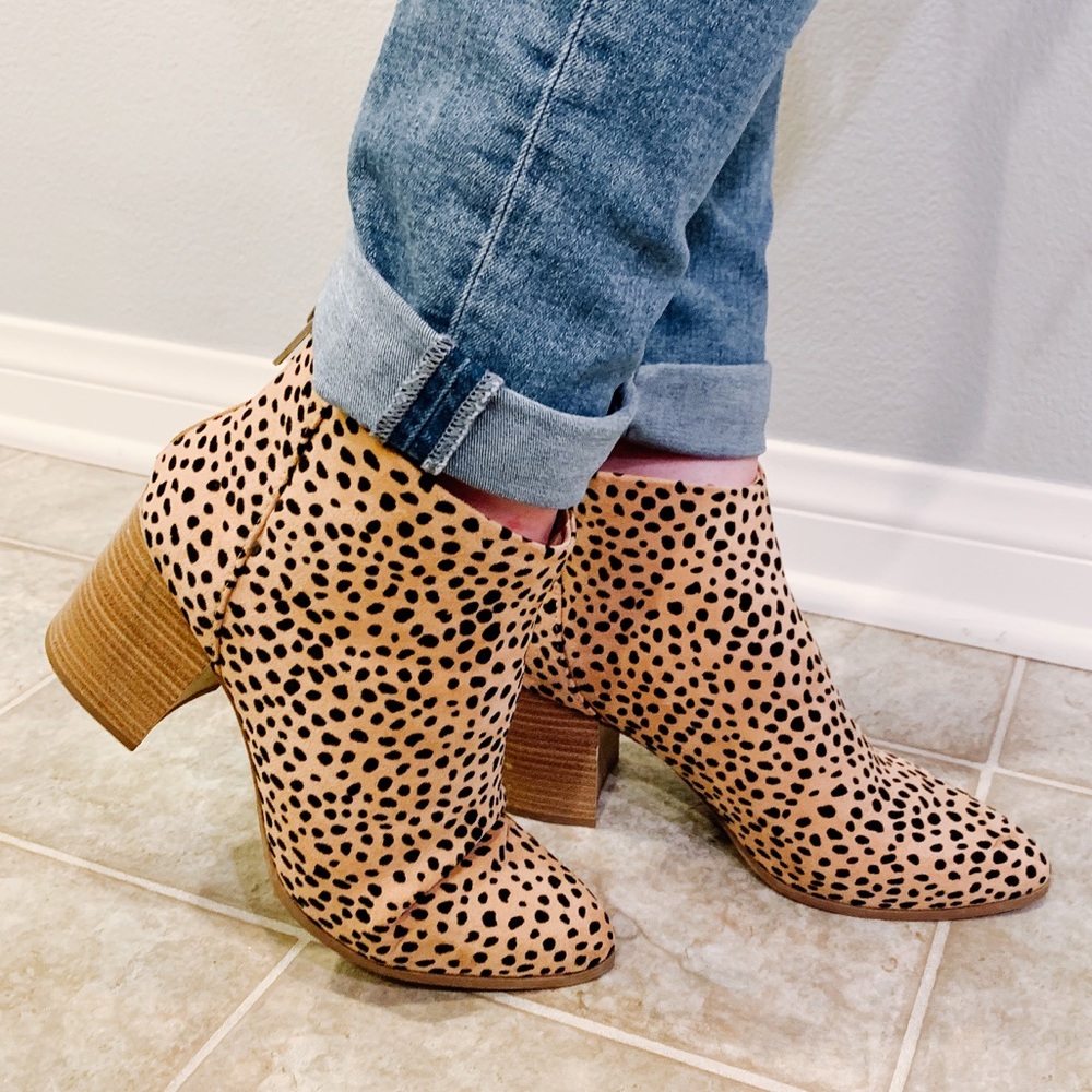 Leopard print ankle booties cheetah wood block - Picture 9 of 9